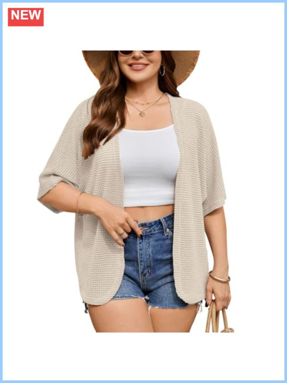 Plus Size Crochet Cardigan Open Front Short Sleeve Lightweight Kimono Cover Up